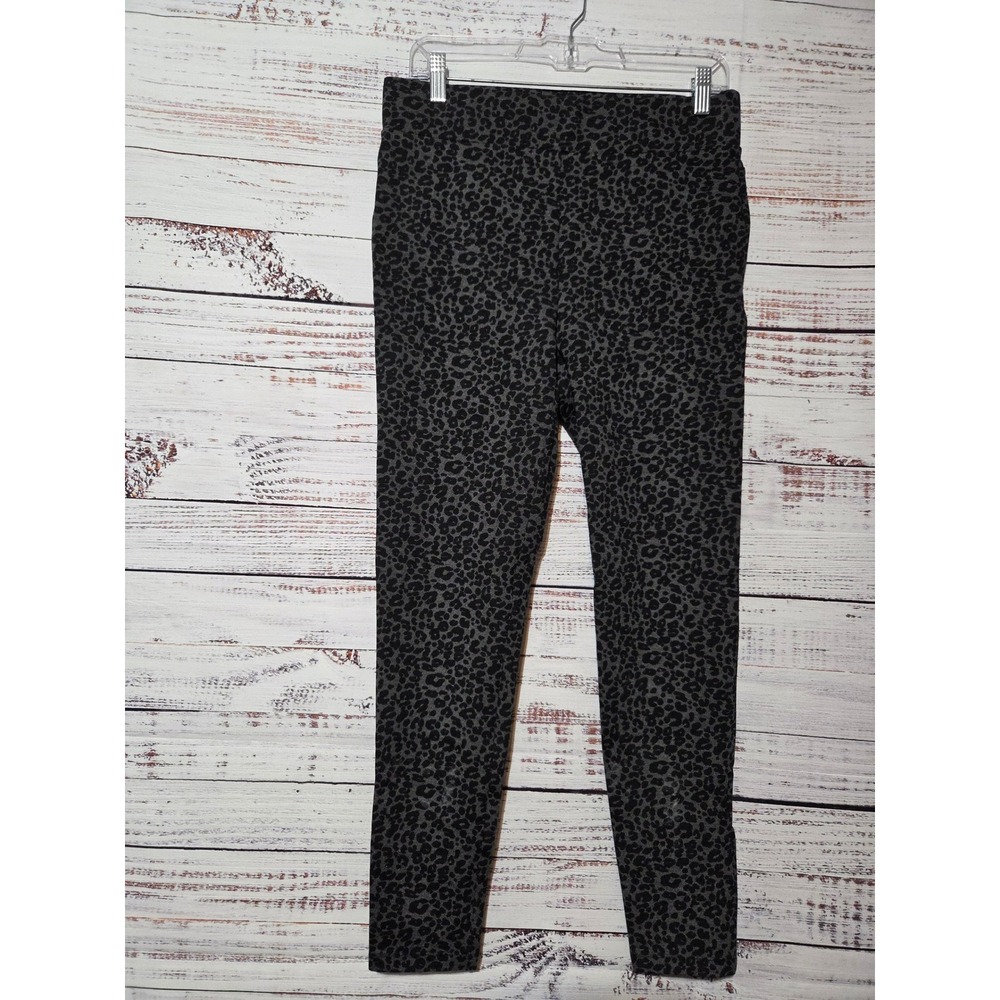 Loft Womens Grey Black Leopard Print Ponte Leggings High Rise Stretch Size M